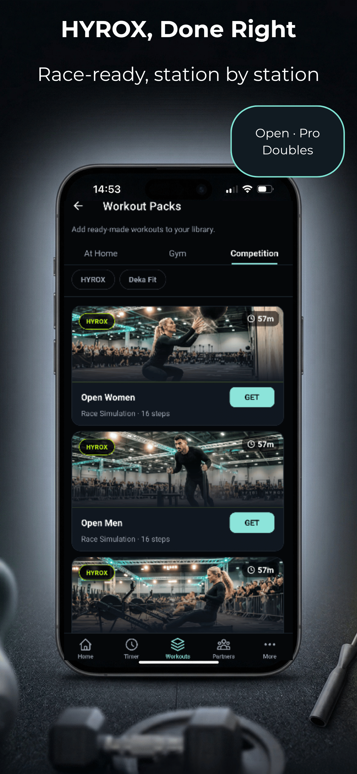 HYROX-style workout pack list